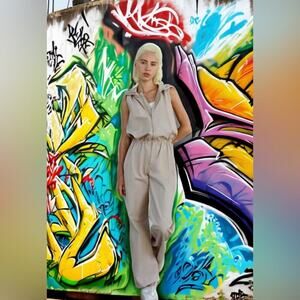 Zara Tan Sand Sleeveless Long Hooded Jumpsuit 5520/283 
NWT Size XS